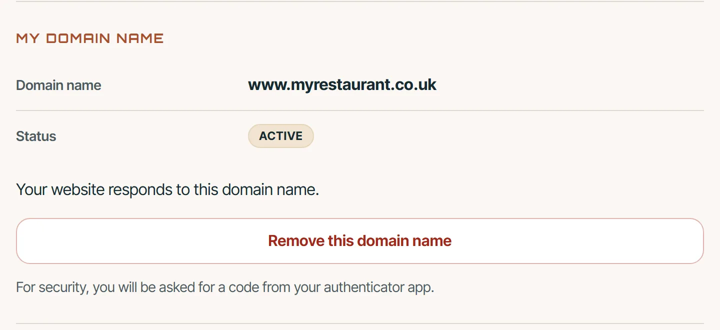 The card once the name is linked: status “Active”.